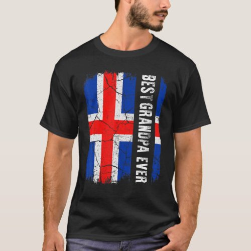 Best Icelandic Grandpa Ever Iceland Flag Fathers  T_Shirt