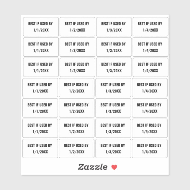 Best If Used By Packaging Label Stickers (Sheet)