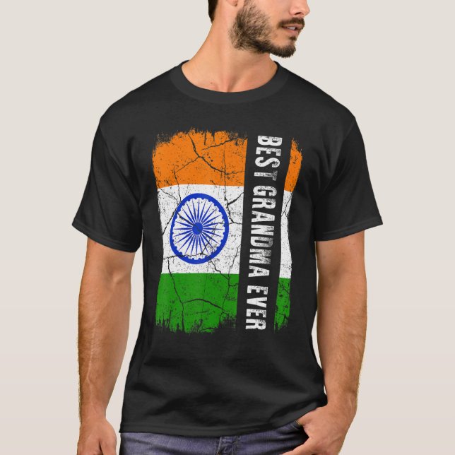 Best Indian Grandma Ever India Flag Mother's Day T-Shirt (Front)