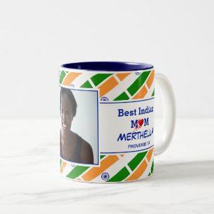 BEST INDIAN MOM Personalized Photo Two-Tone Coffee Mug