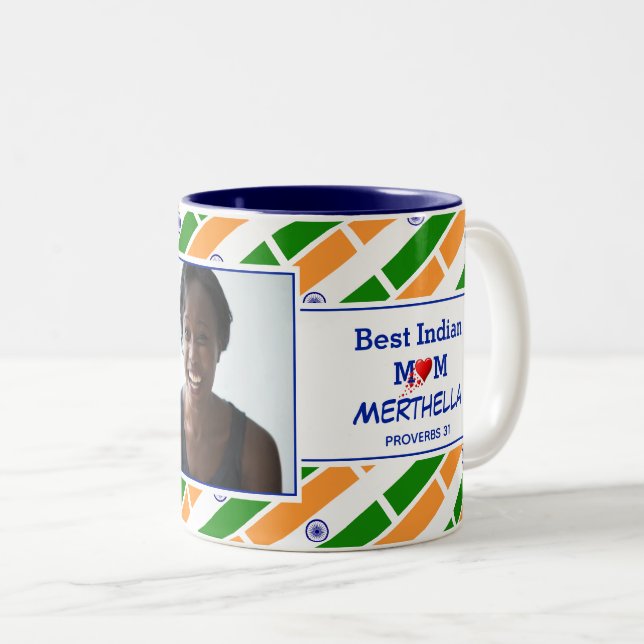 BEST INDIAN MOM Personalized Photo Two-Tone Coffee Mug (Front Right)