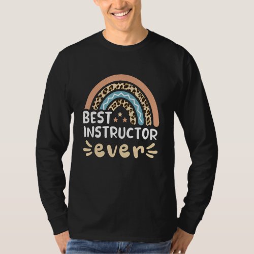 Best Instructor Ever Leopard Rainbow Mom T_Shirt