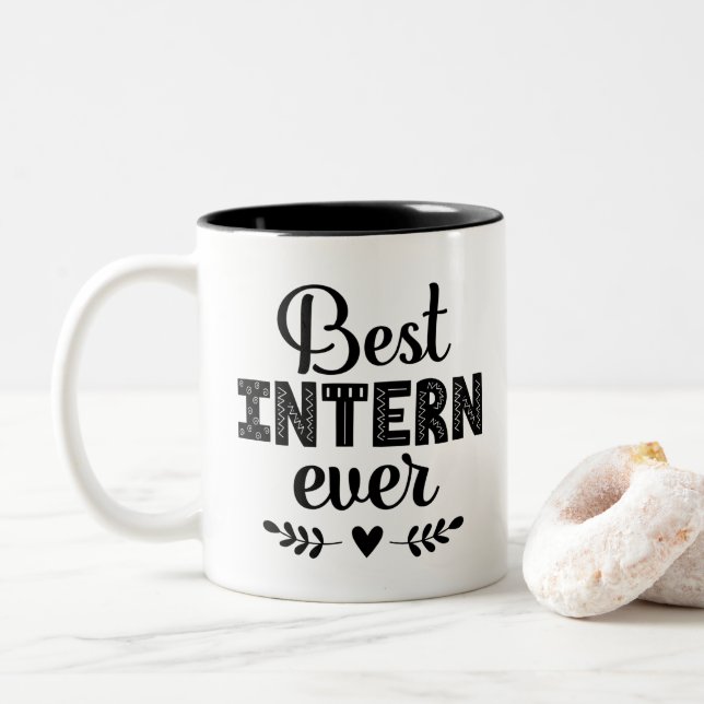 Best Intern Ever Two-Tone Coffee Mug (With Donut)