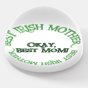 Best Irish Mother white glass dome paperweight