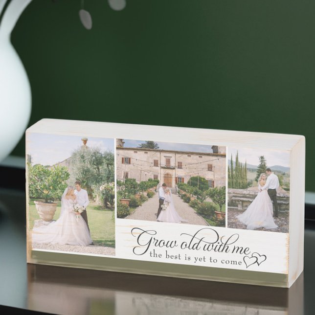 Best is Yet to Come Love Quote Wedding Photos Wooden Box Sign (Wedding Photo Block with quote from Newlywed Christmas Gift collection by Darling & May)