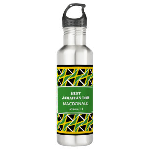 BEST JAMAICAN DAD Patriotic Flag Personalized Stainless Steel Water Bottle