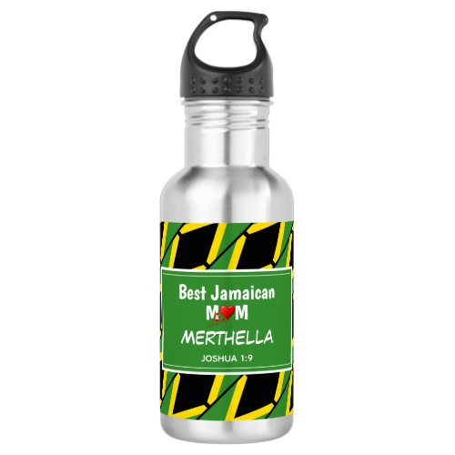 BEST JAMAICAN MOM Jamaica Flag Personalized Stainless Steel Water Bottle