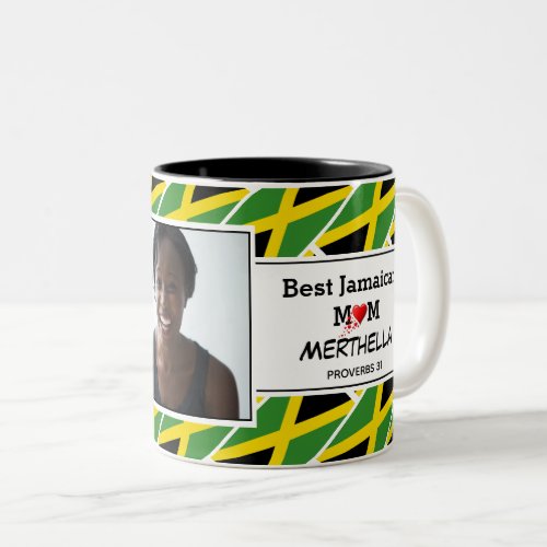 BEST JAMAICAN MOM Personalized JAMAICA Flag Photo Two_Tone Coffee Mug
