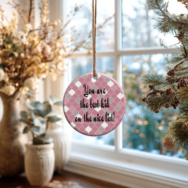 Best Kid Ceramic Ornament (Artistic Dual-Use! This personalized quatrefoil ornament doubles as a luxury gift tag.)