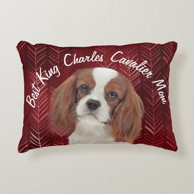 Best King Charles Cavalier Mom Accent Pillow (Front)