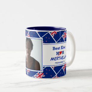 BEST KIWI MUM Personalized NEW ZEALAND Photo Two-Tone Coffee Mug
