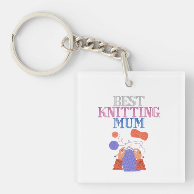 Best knitting mum 01  keychain (Front)