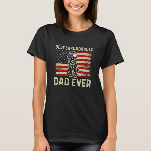 Best Labradoodle Dad Ever USA Flag Doodle Goldendo T_Shirt