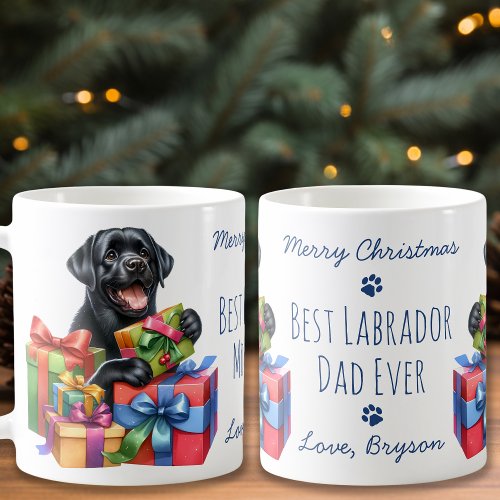 Best Labrador Dad Ever Merry Christmas Black Lab Coffee Mug