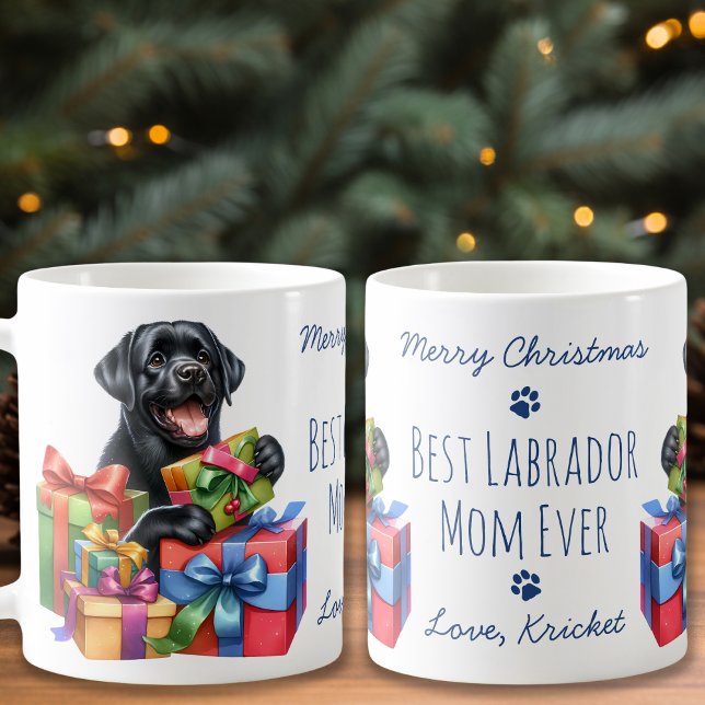 Best Labrador Mom Ever Merry Christmas Black Lab Coffee Mug (Creator Uploaded)