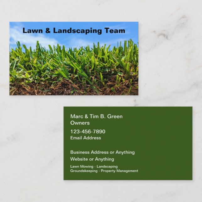 Best Lawn And Groundskeeping Business Cards (Front/Back)