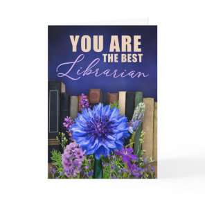 Best Librarian Vintage Book Theme Card
