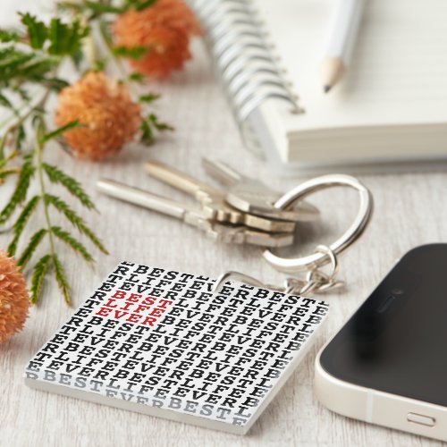 Best Life Ever Black White Red Personalized Keychain