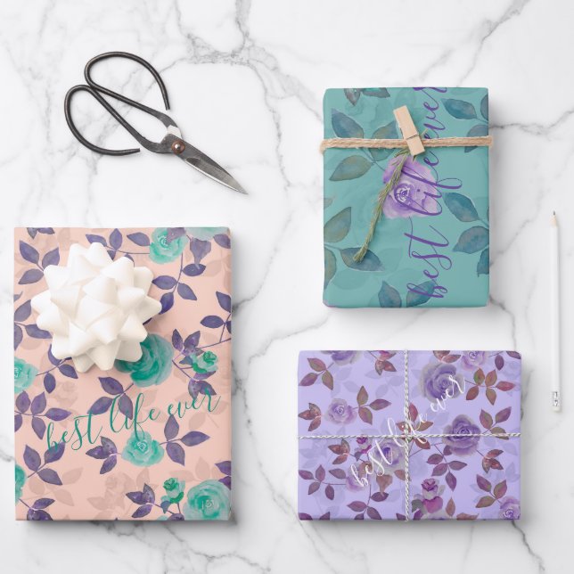 Best life ever text Customize Wrapping Paper Sheets (Front)