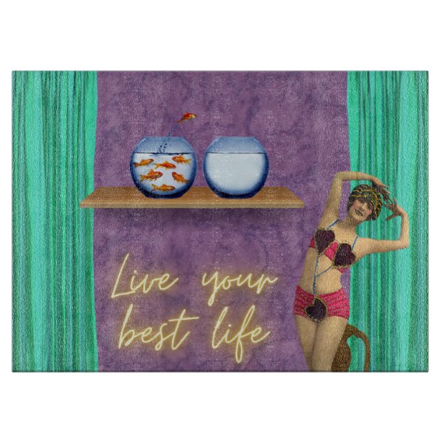 Best Life Funky Vintage Kitsch  Cutting Board (Front)