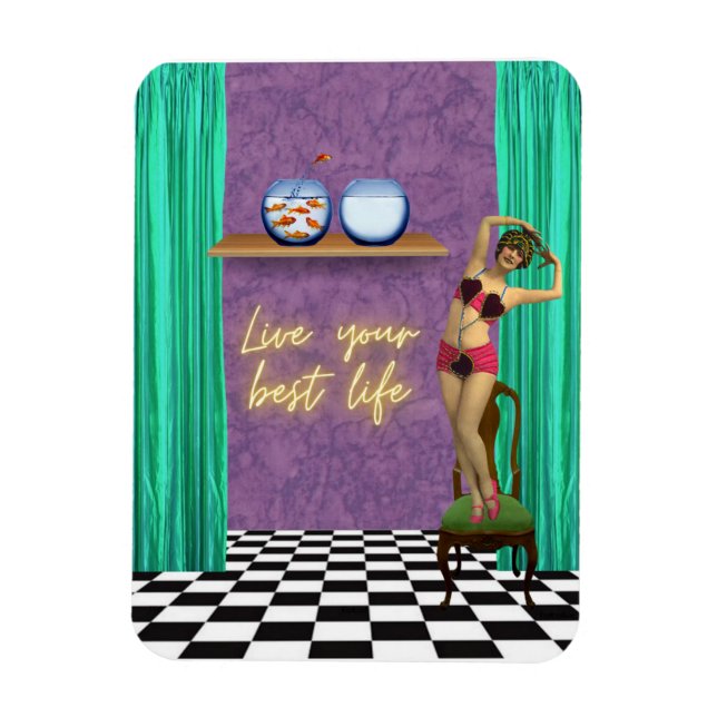 Best Life Funky Vintage Kitsch  Magnet (Vertical)