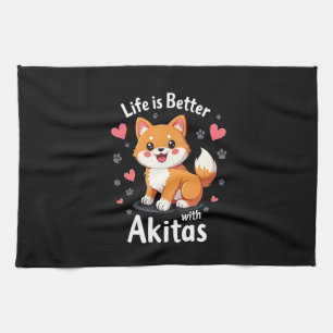 Best life with Akita Tank Top Kitchen Towel