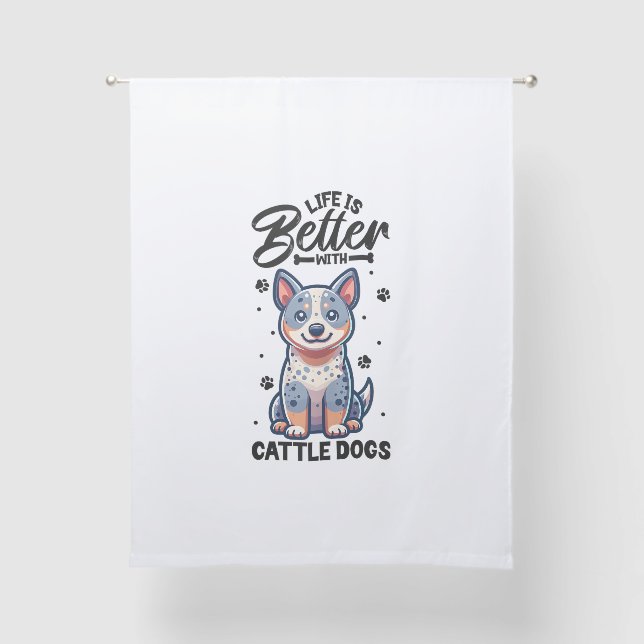Best life with Australian Cattle Dog  Sheer Curtains (Front)