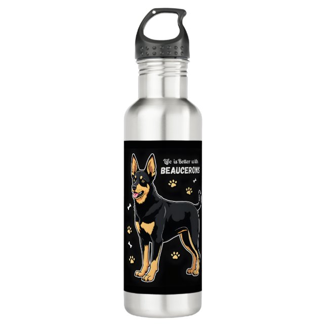 Best life with Beauce Sheepdog Tank Top Stainless Steel Water Bottle (Front)