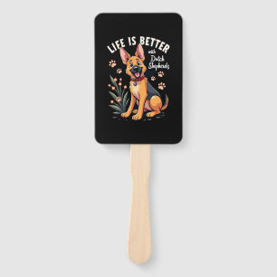 Best life with Dutch Shepherd Tank Top Hand Fan