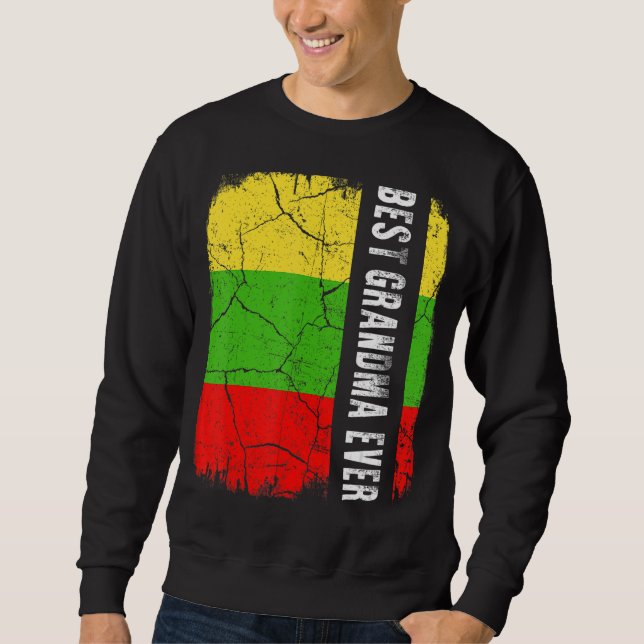 Best Lithuanian Grandma Ever Lithuania Flag Mother Sweatshirt (Front)