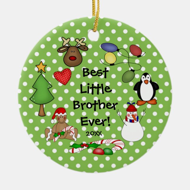 Best Little Brother Ever Christmas Ornament (Front)
