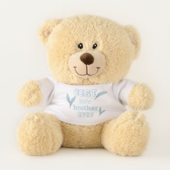 Best Little Brother Ever Feather Name Teddy Bear by Inviteme2 at Zazzle