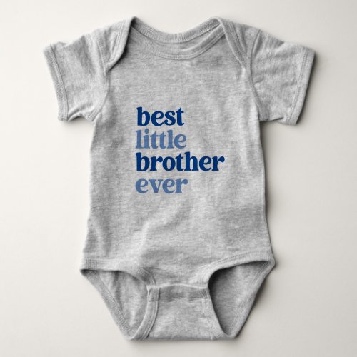 Best Little Brother Ever Gray with Blue Text Boy Baby Bodysuit