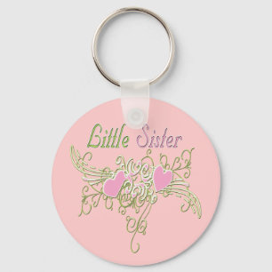 Best Little Sister Swirling Hearts Keychain