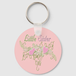 Best Little Sister Swirling Hearts Keychain
