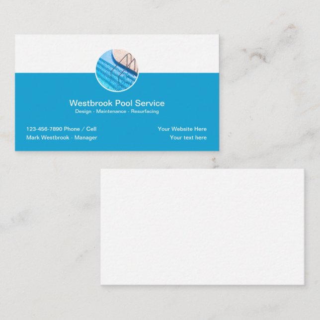 Best Local Swimming Pool Service Business Cards (Front/Back)