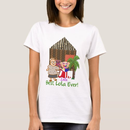 Best Lola Ever Bahay Kubo Bamboo Pattern T_Shirt