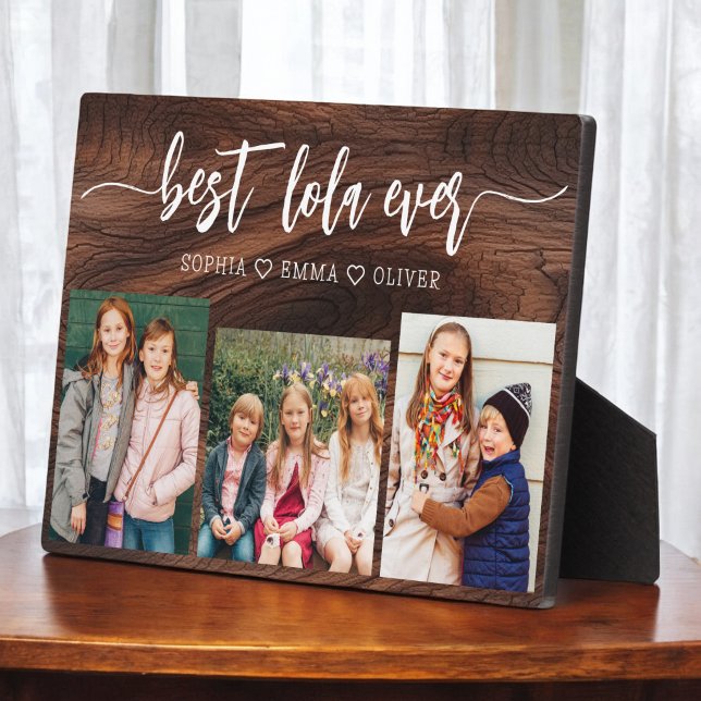 Best Lola Ever Wood Grandchildren Photo Collage Plaque (Creator Uploaded)