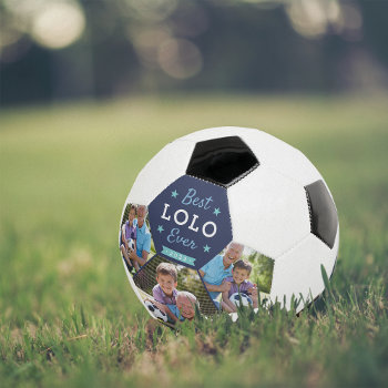 Best Lolo Ever | Custom Grandpa Photo Soccer Ball by RedwoodAndVine at Zazzle