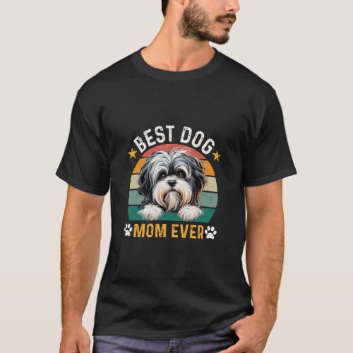 Best Lowchen Dog Mom Ever Retro Funny Dogs Owner L T_Shirt