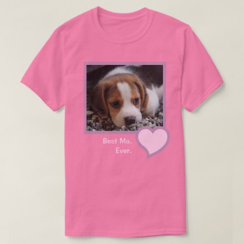 Best Ma Ever Pink Text Pet Beagle Dog Photo T_Shirt