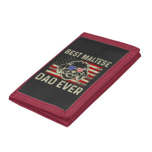 Best Maltese Dad Ever: Patriotic USA Maltese Dog Tri-fold Wallet