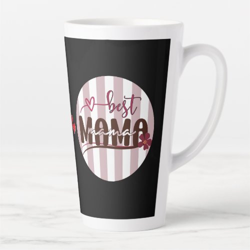 Best Mama Customizable Stripe Circle Photo  Latte Mug
