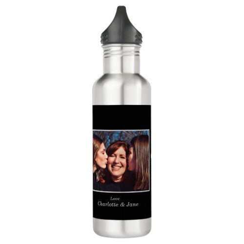 Best Mama Customizable Stripe Circle Photo  Stainless Steel Water Bottle