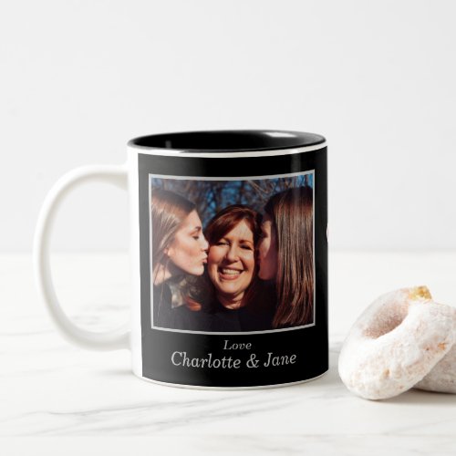 Best Mama Customizable Stripe Circle Photo  Two_Tone Coffee Mug