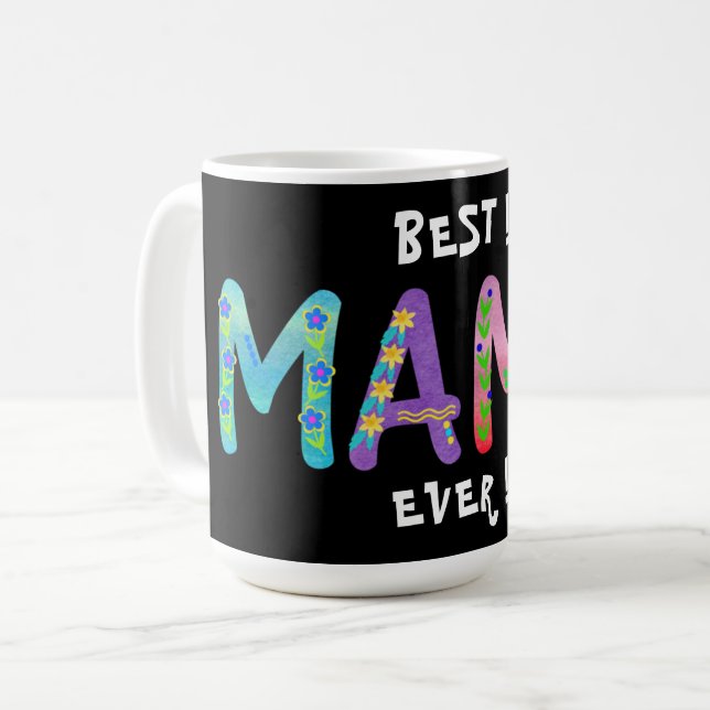 Best Mamá Ever! Bold Floral Bohemian Coffee Mug (Front Left)