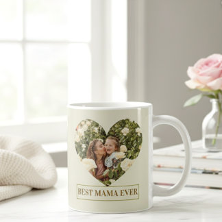 Best Mama Ever Custom Photo Heart Elegant mug