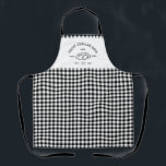 Best Mama Ever Happy Challah Days Hanukkah Vichy Apron<br><div class="desc">Happy Challah Days to the Best Mama Ever! Very easy to customize to any other name! Modern Chic Hanukkah design with a cute challah illustration and an arched font reading Happy Challah days. Easy to personalize the year established as well. This is the pretty black and white Vichy pattern version....</div>