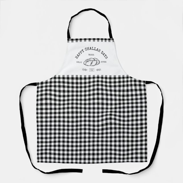 Best Mama Ever Happy Challah Days Hanukkah Vichy Apron (Front)