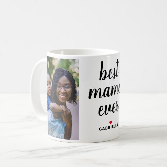Best Mama Ever Personalized Mothers Day Photo Coffee Mug (Front Left)